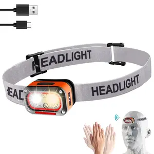1PC Headlamp Rechargeable ,Super Bright Head Lights for Forehead,6 Modes Waterproof Motion Sensor Head Lamp,Headlamp Flashlight,LED Rechargeable Headlight for Running,Fishing,Hiking,Camping, High Lumens Flashlight