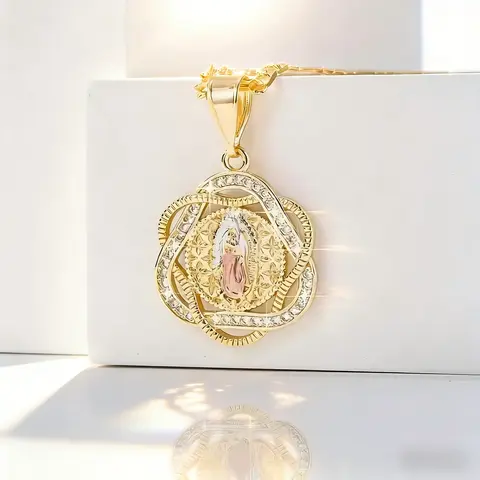 Unisex Faith-Based Heavyweight Gold Plated Chain Jewelry - 3A Metal Coating Classic Medal Pendant Necklace, Easy-to-Wear Catholic Keepsake, Daily Wear Christmas Gift for Loved Ones