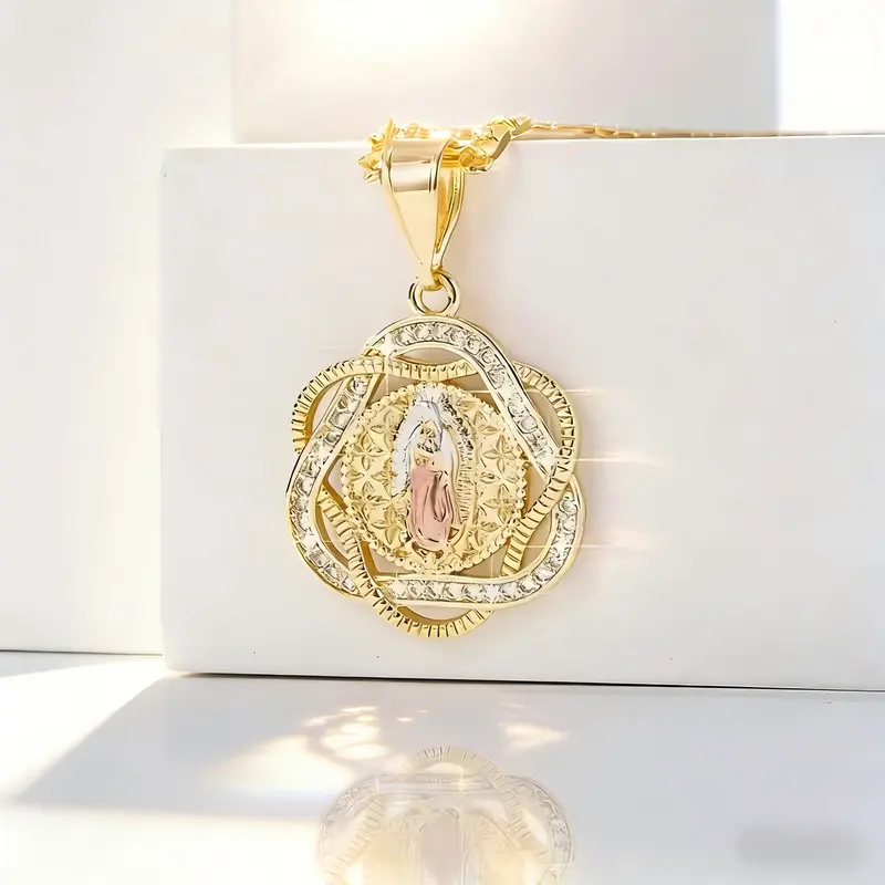 Unisex Faith-Based Heavyweight Gold Plated Chain Jewelry - 3A Metal Coating Classic Medal Pendant Necklace, Easy-to-Wear Catholic Keepsake, Daily Wear Christmas Gift for Loved Ones