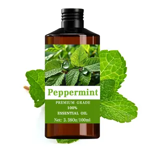 Peppermint Essential Oil 100ML/3.38 Fl Oz, 100% Pure Care Grade, Hair & Skin Care, Massage Treatment, Diffuser Humidifier, Aromatherapy, Therapeutic, Natural Scent, Long-Lasting Moisturizing