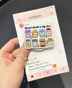Mental Health is My Jam MagSafe Phone Grip, Self Care Aesthetic Pop Socket, Cute Therapy Jars Holder, Wellness Gift, Kindle Grip Stand Accessory