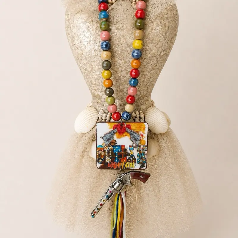 Gypsy South Outlaw Woman Western Statement Necklace Suede Fringe