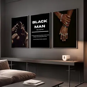 Set of 3 Black Man Art, Modern Decor, Masculine Wall Art, HypeBeast Wall Art