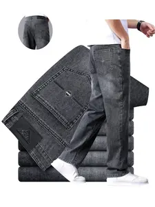 Men's Regular Fit Solid Plain Straight Leg Jeans, Casual Comfy Denim Jeans for Daily Wear, Fashion Streetwear Men's Bottoms for All Seasons, Menswear Pants, Solid Pocket Jeans
