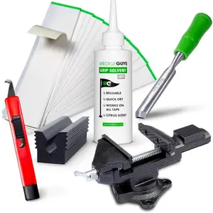 Golf Grip Kits for Regripping Golf Clubs - Professional Quality - Options Include Hook Blade, 15 or 30 Tape Strips, 5 or 8 oz Solvent, Grip Tape Remover, Bench Vise & Rubber Clamp