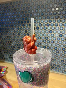 Straw Topper Sloth - Adorable Hanging Sloth Design Fits 10mm Straws Reusable Easy to Clean Kid Friendly Fun Gift or Favor