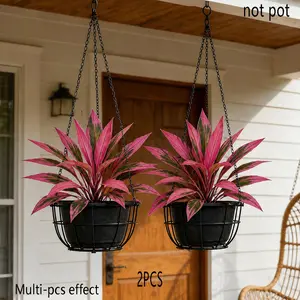 2pcs - High-end Large Magenta Red Iron Tree, Realistic Boston Fern, for Decorating Indoor/Outdoor Homes, Both Sides of Porches, Patios, Hotels, Living Rooms, Outdoor Garden Courtyards - Maintenance-Free Spring Decorative Greenery, Holiday Decorations