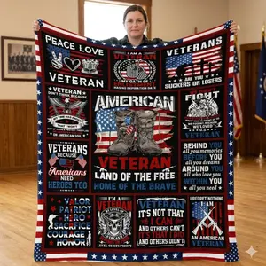 Veterans Day Gifts, Army Blanket Gifts for Men Fathers, Navy/Army/Air Force Veterans Throw Blanket Ideas