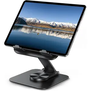 Adjustable iPad Stand for Desk - [Ultra-Slim Foldable][360 ° Rotation] Tablet Holder Stand with Heavy-Duty Base, Mother Day Kindle Holder for 4.7-13" Device, iPad Pro Air Mini, Kindle, E-Reader