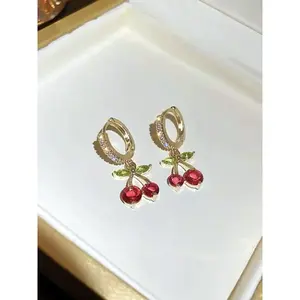 Cute Cherry Design  Earrings, High Quality Earrings, Fashionable Jewelry for Women & Girls, Trendy All-match & Exquisite Jewelry for Birthday Gift