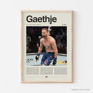 Justin Gaethje Mma Highlight Fighter Wall Art Poster - Fight Print For Fans