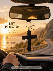“Drive Safe ️” Cross Keychain – A Blessing for Every Journey
