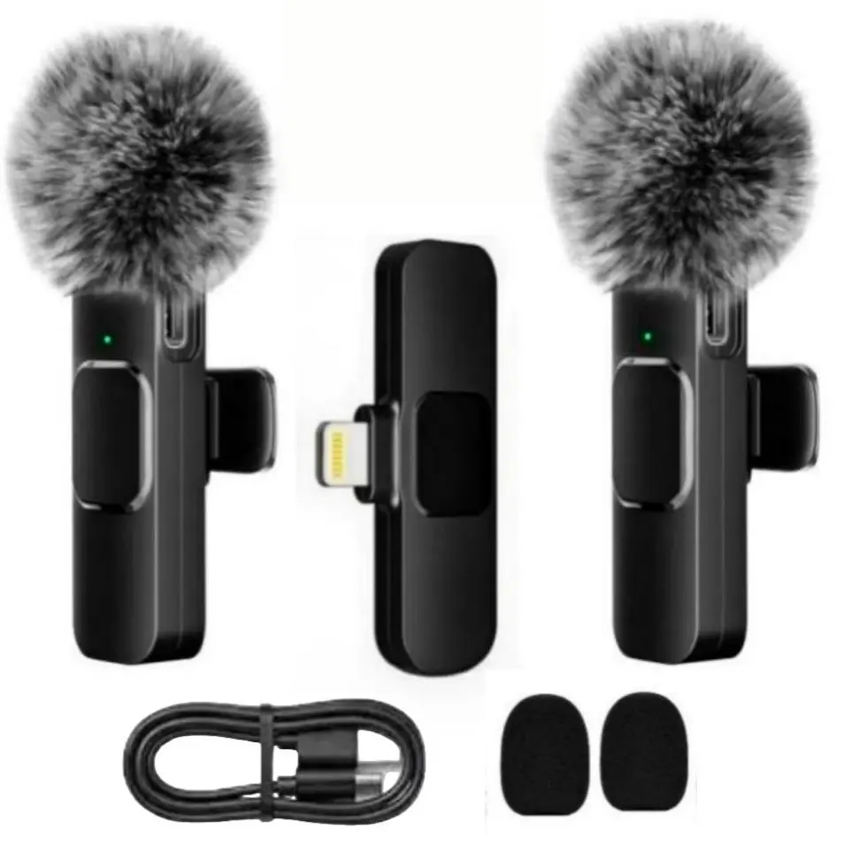 Wireless Lavalier Microphone for Lightning Port (iPhone 14 & Below), Plug-and-Play Portable Lapel Mic for Audio/Video Recording, Mini Wireless Microphone for Live Streams, Interviews,Teaching, Vlog, YouTube,Tiktok, 2-Pack Sets
