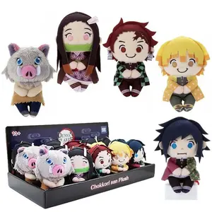 INCREDITOYZ Demon Slayer Chokkori San 5-Character Complete Mini Plush Bundled Set - Includes Tanjiro, Nezuko, Zenitsu, Inosuke, Giyu