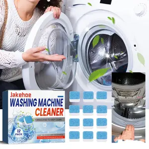 Washing Machine Cleaner Descaler 12Pack - Deep Cleaning Tablets For HE Front Loader & Top Load Washer, Septic Safe Eco-Friendly Deodorizer, Clean Inside Drum And Laundry Tub Seal - 12 Month Supply Household
