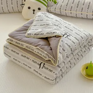 Summer Cotton Cooling Blanket for Bed, Lightweight Breathable Air Conditioner Quilt, Cute Cartoon Soft Comforter for Kids Adults, All Season Muslin Throw Blanket Bedding
