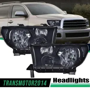 Fit For 2007-2013 Toyota Tundra 2008-2017 Sequoia Headlights LH+RH Black/Smoked