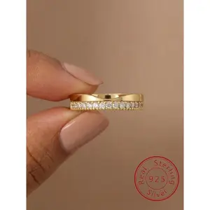 925 Sterling Silver Minimalist Smile Zircon Ring Ladies Engagement Anniversary Party Daily Wear Exquisite Jewelry