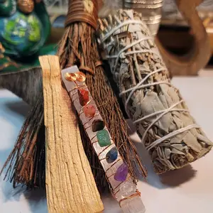 Clearing Bundle: Sage, Palo Santo, Chakra wrapped Selenite, Cinnamon Broom. Aromatherapy Scented Perfume