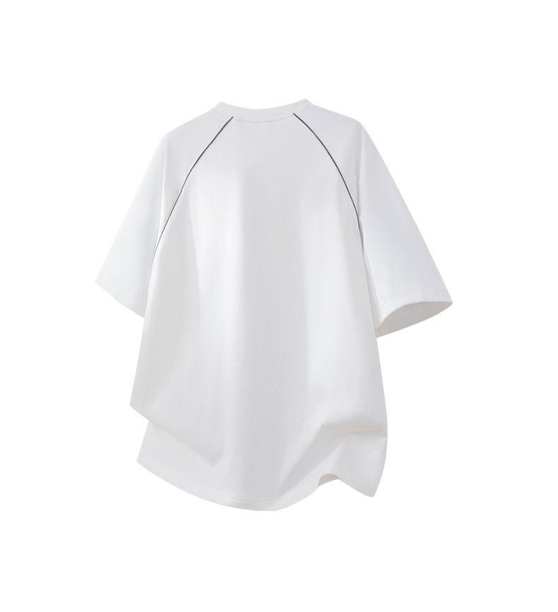 Men's Ultra Flow Short Sleeve T-Shirt for Summer, Raglan Sleeves, Visible Stitching, Letter Print, Loose Fit, Crew Neck — 26–366