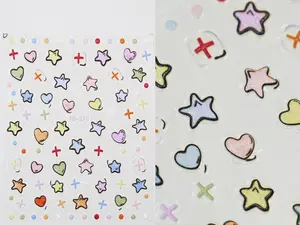 Comic Book Cartoon Nail Trendy Star Heart Stickers