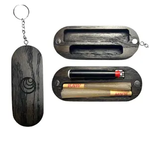 Black Handmade Wooden Keychain Case with Magnetic Closure - Compact Hardwood Organizer for Keys, Bags, or Belt Loops - Perfect Gift for Him
