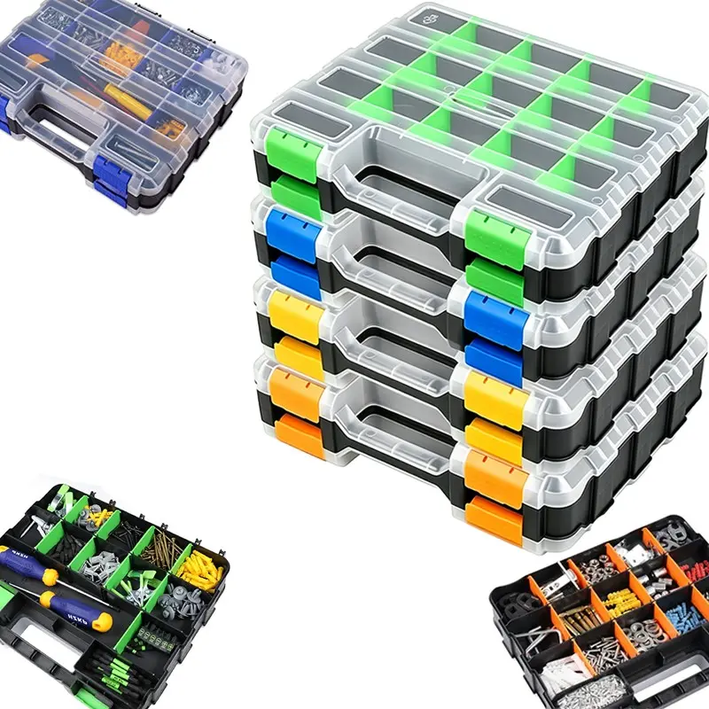 34-Compartment Dual-Sided Multi-Functional Parts Organizer, Organizing Tool, Adjustable Dividers, Ideal for Screws, Nails, Beads, Jewelry, Multiple Colors Available