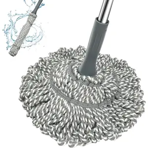 Self Wringing Easy Squeeze Twist Mop with 52.5 Inch Long Handle, Heavy Duty for Hardwood, Tile, Vinyl & Laminate Floors (Gray)