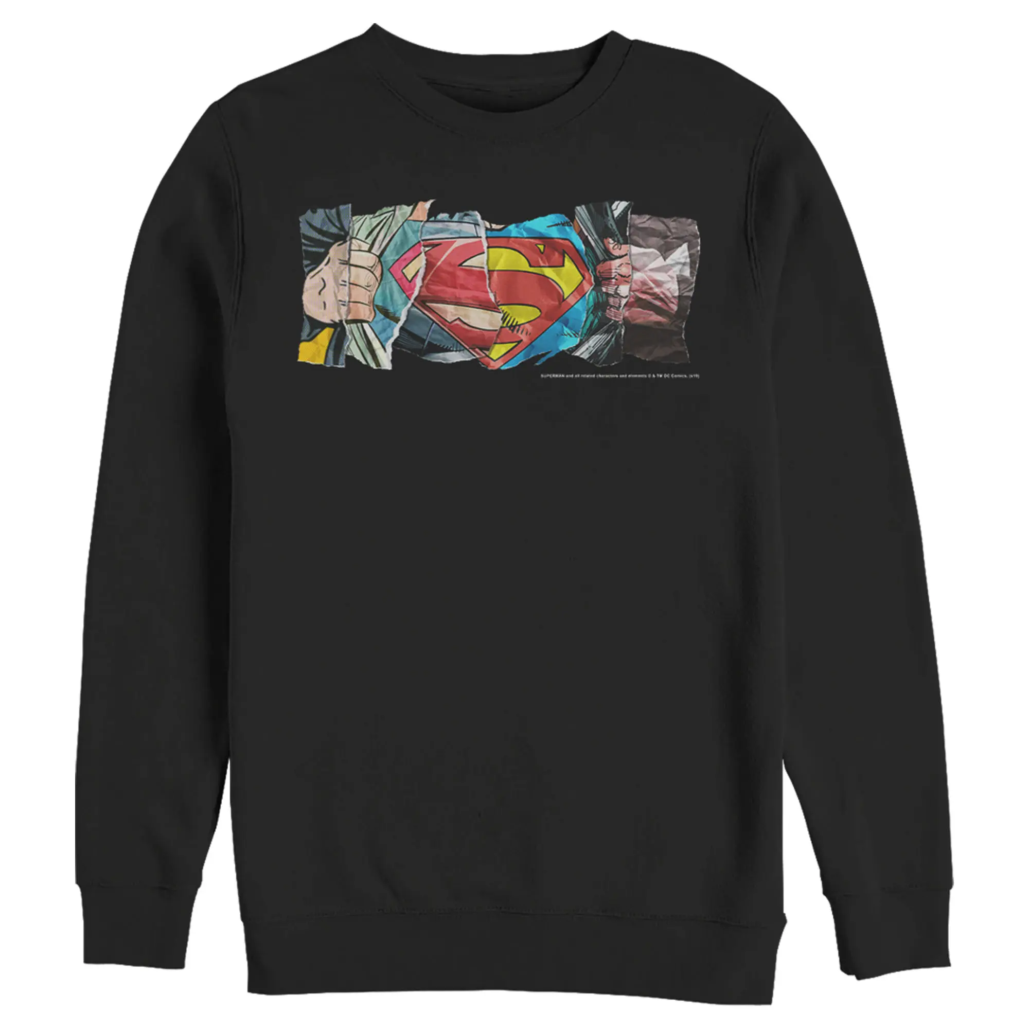 Men's Superman Logo Ripped Paper Sweatshirt