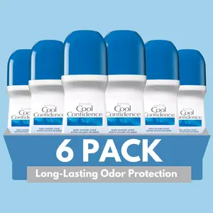 Avon Cool Confidence Roll-On Antiperspirant Deodorant 2.6 fl oz Baby Powder Scent Long-Lasting Odor Protection 6 Pack