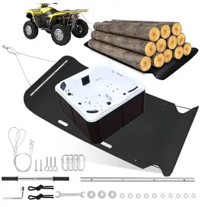 Garvee 47 in X110 in Heavy Duty Yard Drag Sled - 2500 LBS Capacity Hot Tub/Appliance Mover, HDPE Glider Mat with Pull Strap & Corner Handles, for Lawn/Farm Equipment Hauling