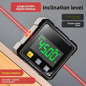 Mini Digital Display Dual Beam Level, High Precision Inclinometer with Angle & Slope Measurement, Compact Portable Level Tool Rechargeable Laser Finder