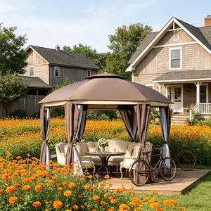 Double-Tier Roof Round Dome Gazebo, Outdoor Garden lawn Canopy Shelter for Parties,gazebo outdoor patio
