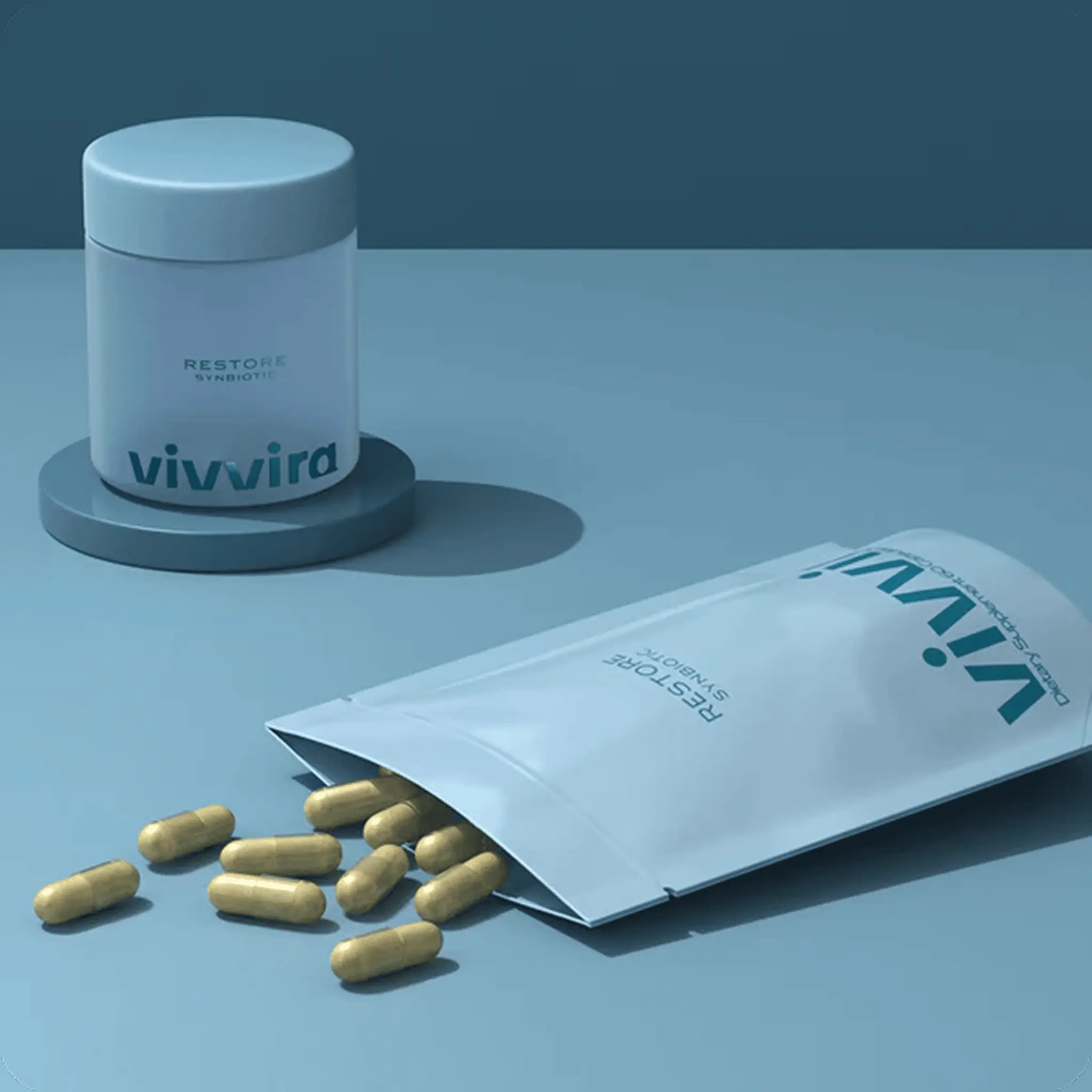 Vivvira Restore Synbiotic  Prebiotic, Probiotics, Postbiotic for Gut Health and Skin Health, Immunity Support, Digestive Support, Delayed-Released Capsule, Women and Men, 30 Day
