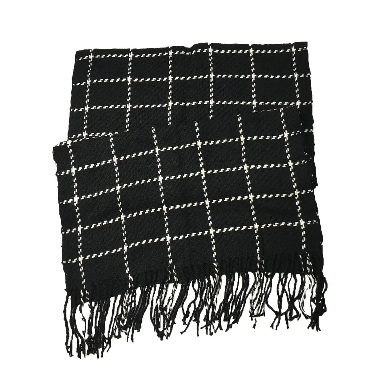 Women's Fashion Culture Oversized Windowpane Plaid Knit Scarf - Stylish, Cozy Shawl for Warmth, Ideal for Casual Daily Outfits