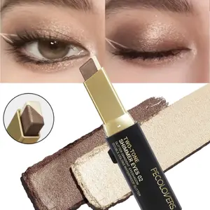 1PC Double-Color Eyeshadow Stick Shimmer Highlighter Pencil Shiny Dark Black Shimmery Lasting 2in 1 Glitter Shimmer Eyeshadow