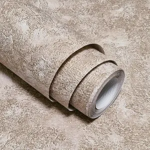 Light Coffee Gold Textured Wallpaper Roll – Embossed Victorian Plaster Look, Classic Paper Wall Covering for Bedroom, Living Room & Kitchen (33 ft × 21 in, Not Peel and Stick)