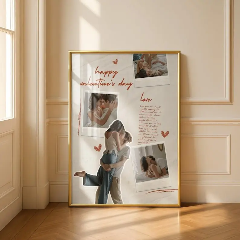 Personalized Photo Collage Printable Wall Art, Custom Love Keepsake Print, Romantic Valentine’s Day & Anniversary Gift for Him, Meaningful Couple Home Decor