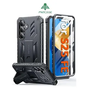 FNTCASE For Samsung Galaxy S25 FE Galaxy A17 Phone Cases: Military Grade Shockproof With Built-In Screen Protector and Kickstand Black Protection