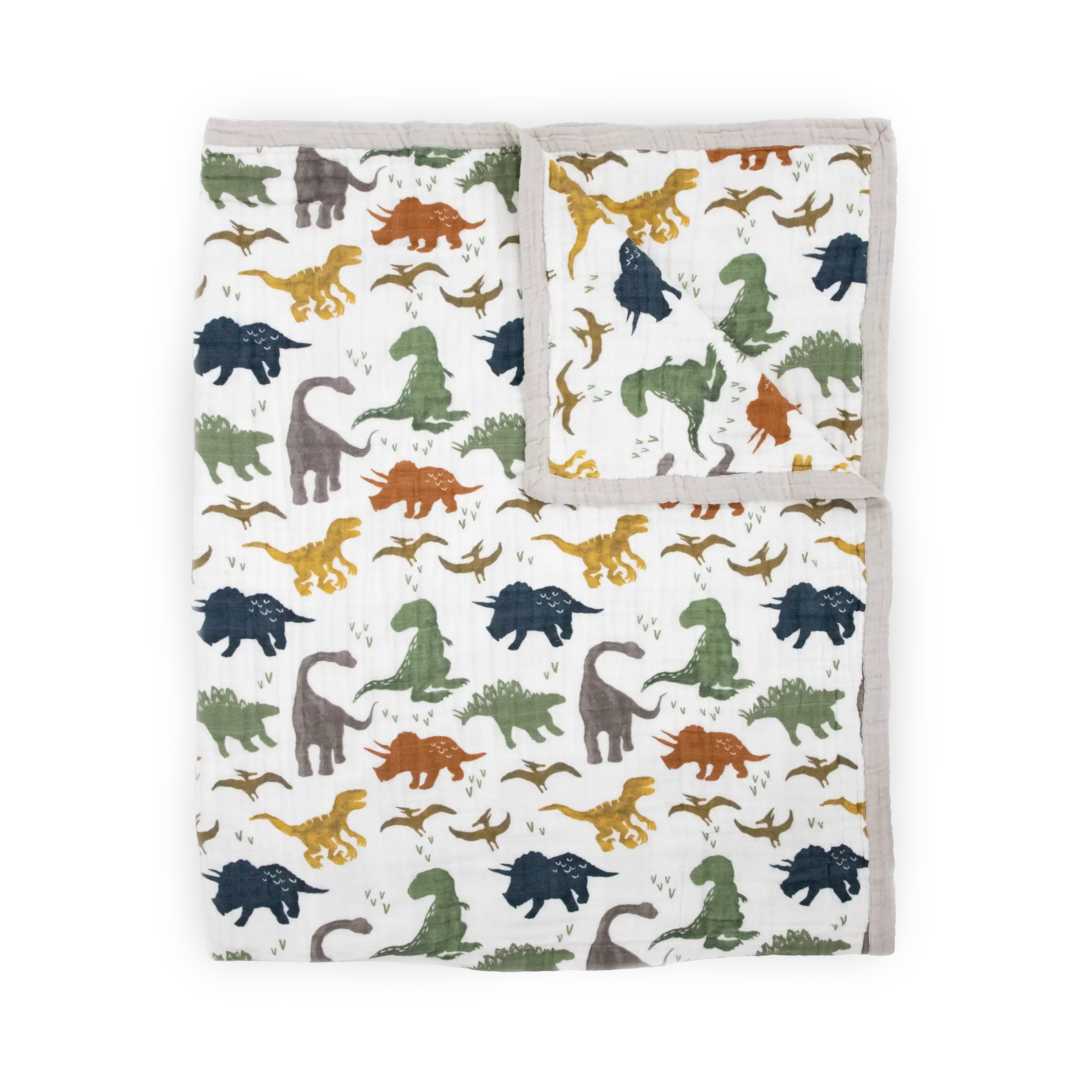 Cotton Muslin Quilted Throw - Dino Friends
