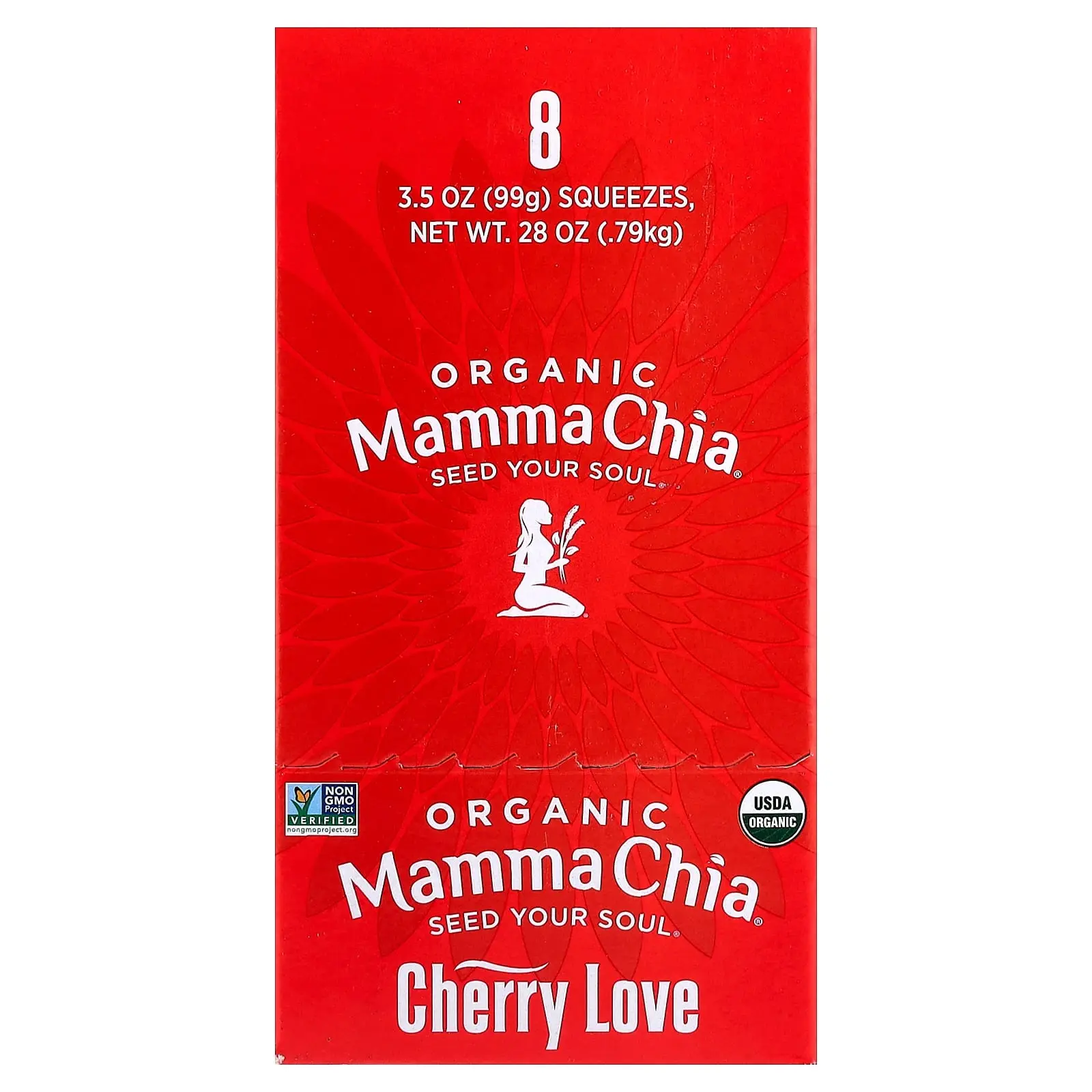 Mamma Chia Organic Chia Squeeze®, Vitality Snack, Cherry Love, 8 Squeezes, 3.5 oz (99 g) Each