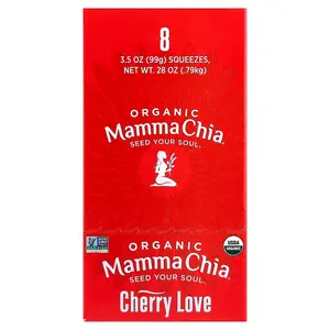 Mamma Chia Organic Chia Squeeze®, Vitality Snack, Cherry Love, 8 Squeezes, 3.5 oz (99 g) Each