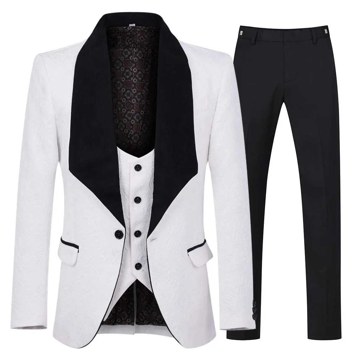 3-Piece Suit Set + FREE Bow Tie   Modern Paisley Print  Wrinkle-Free & Lightweight – Perfect for Back-to-school season Weddings  Dates  Job Interviews!