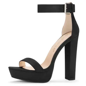 BLISSFUL STEP High Chunky Heels Ankle Strap Platform Sandals
