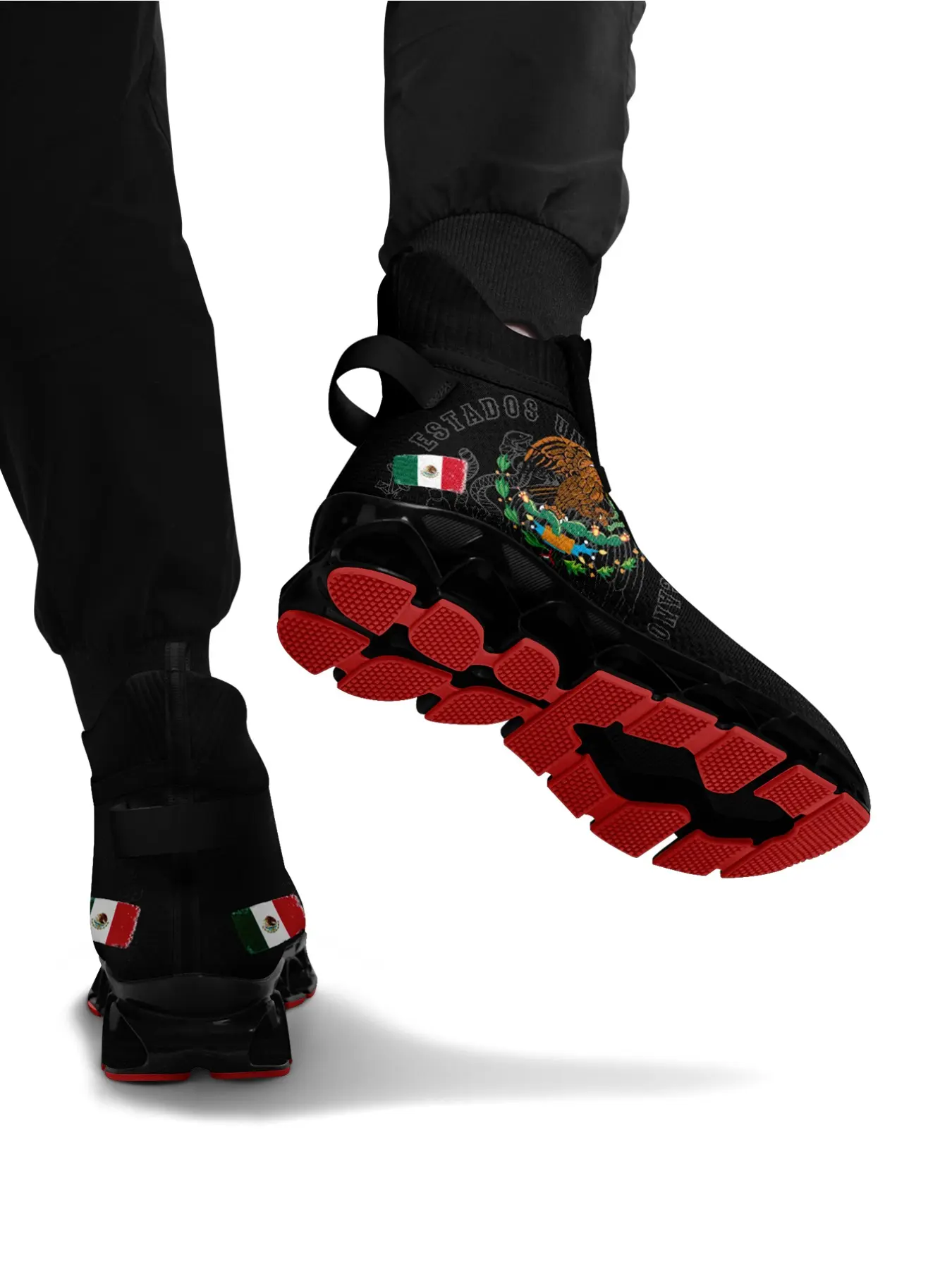 Men's Eagle Print Lace Up High-Top Sports Sneakers, Fashion Running Shoes, Original Design with Breathable Sole, Durable Comfortable All-match Round Toe Daily Wear Shoes