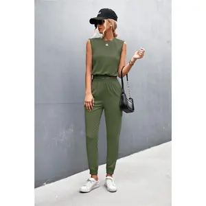 Stylish Casual Sleeveless Top and Joggers Set