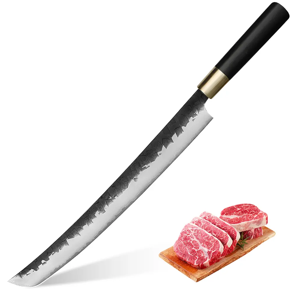 Senmaru Japanese Fish Butchering Knife, For Sushi & Sashimi Prep, Hand-Forged VG10 Blade, Flat Grind Precision, Ebony or Olive Wood Handle – Pro Chef & Collector Gift | Kajiya Asakusa 13 Inch