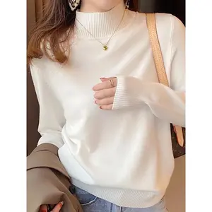 Autumn Winter Chic Bottom Sweaters Fashion Turtleneck Pullover Loose Long Sleeve Knitted Jumpers Soft Warm Pull Femme