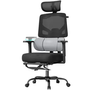 Mr IRONSTONE Ergonomic Office Chair with Footrest & Adjustable Lumbar Support, High Back Home Desk Chair with 6D Armrest, 90-145° Tilt Lock and Wide Cushion, Big and Tall Mesh Chairs for Man Woman, Black Task Chair, 400lbs Capacity