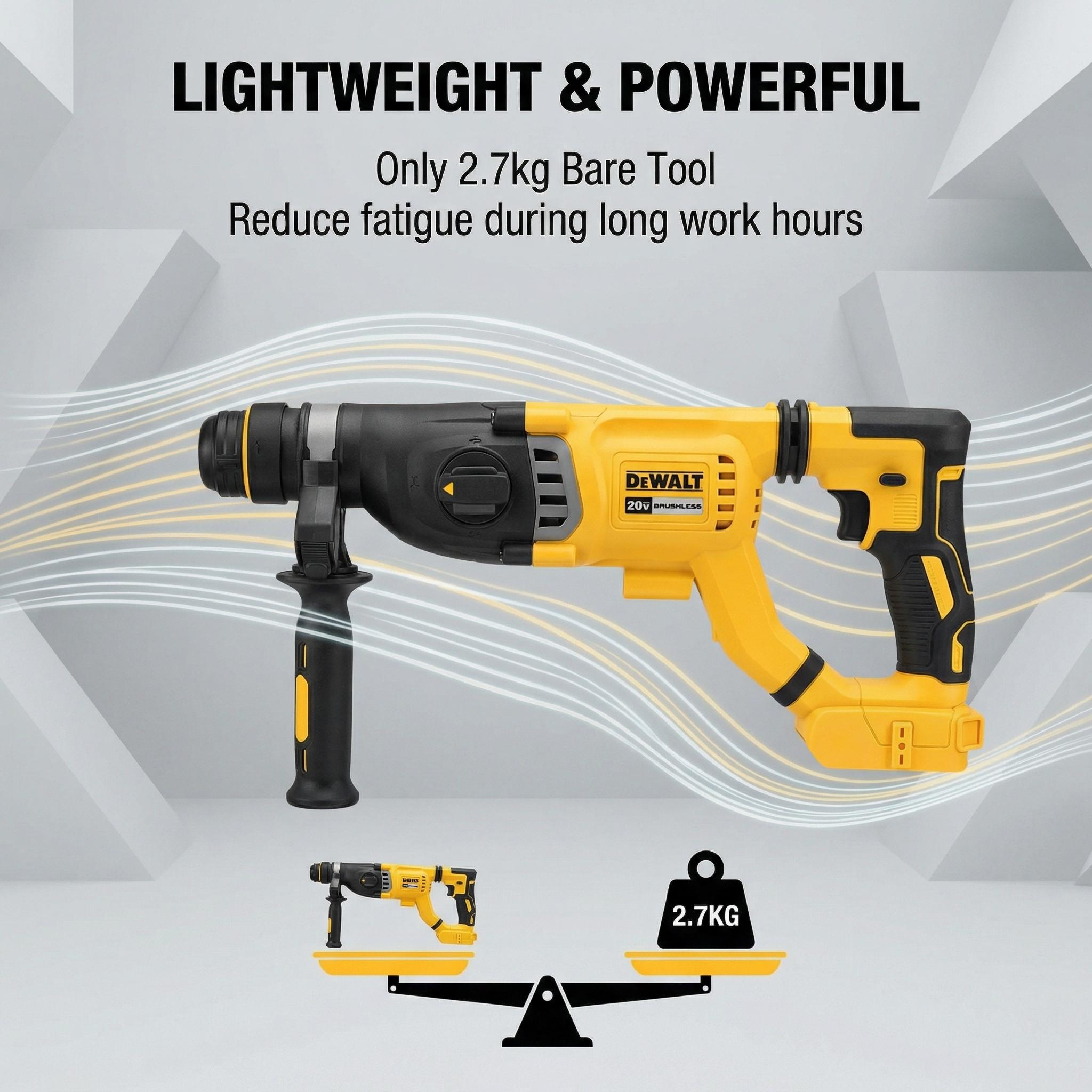 DEWALT DCH263 20V Rotary Hammer, 3.0J Impact, 0-4300bpm for Drilling and Demolition Tasks tool kit set Cordless Drill Household machine power great gift workshop use